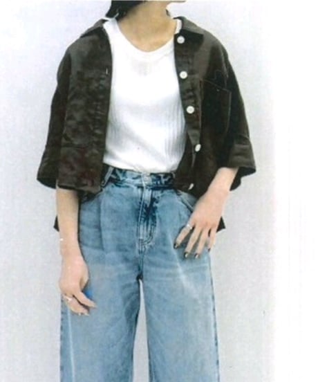 【cafune】525908 French linen short shirt　フレンチリネンショートシャツ