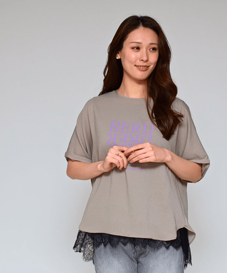 全国送料185円【 Praia 】 LEQ-2664裾レース・ジョーゼットタンク