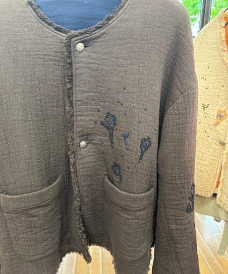 【LE MÉLANGE 26AW】8643804 コットンスラブ刺繍ジャケット
