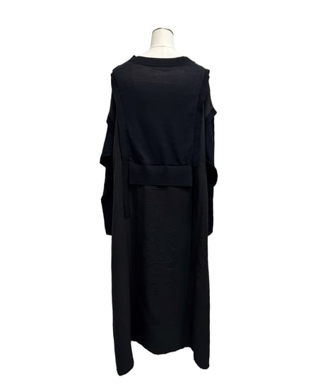 【ayane 26AW】  856741 ニットドッキングロングワンピースカーディガン
