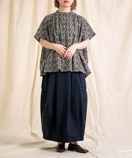 【Brocante / ブロカント】36-0323X インドプリント(パターン) フロンセシャツ