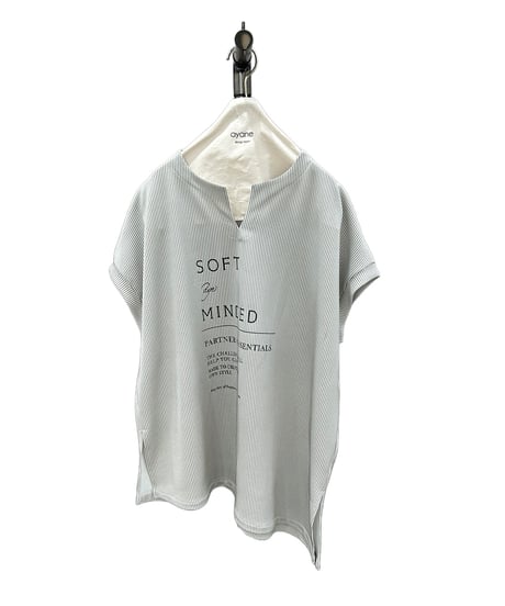 【ayane】836623　アシメトリーストライプTシャツ