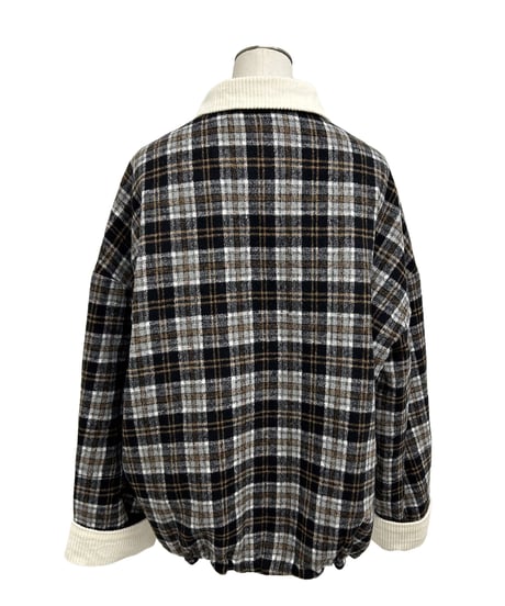 【ayane 26AW】  856714　チェック柄裏キルトブルゾン