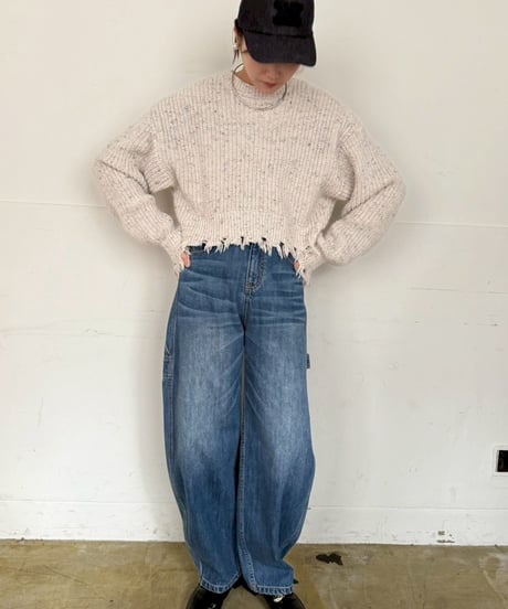 【cafune】  535984 nep damage knit pullover