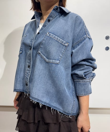 【cafune 】  635909 ライトオンスショートデニムシャツ