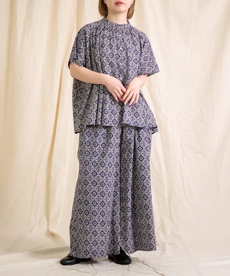 【Brocante / ブロカント】36-0323X インドプリント(パターン) フロンセシャツ