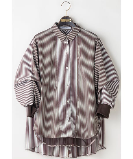 【Lallia Mu 26AW】2614692 バックプリーツストライプシャツ