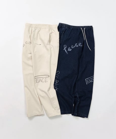 【FREERAGE】226AP317 "10oz DENIM" ラフ＆タフイージーパンツ -Hand Paint-／ALL WE NEED IS PEACE