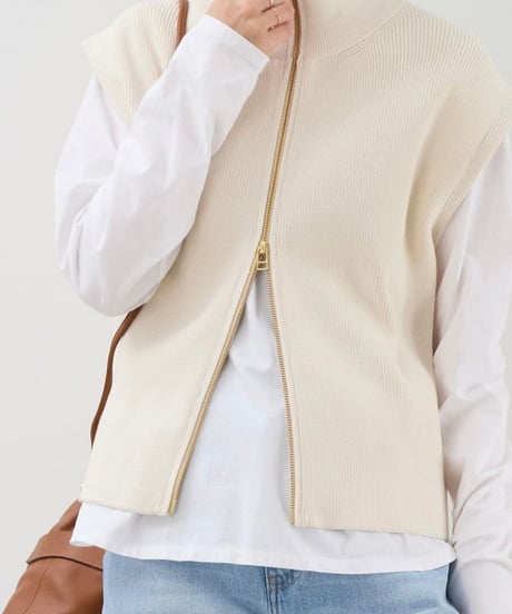 【MICA&DEAL】0125308248 ジップアップ畦ニットベスト