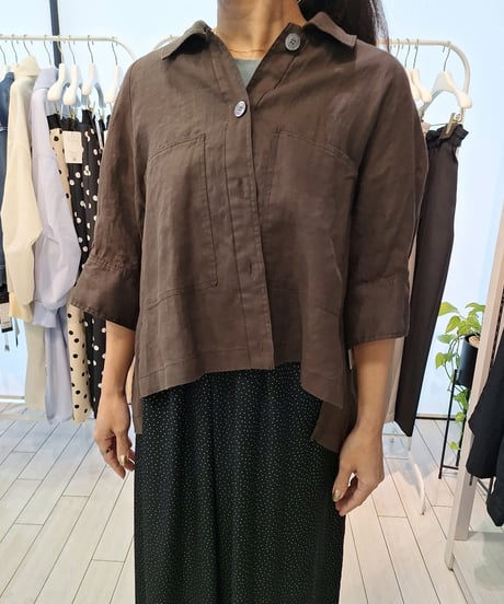 【cafune】525908 French linen short shirt　フレンチリネンショートシャツ