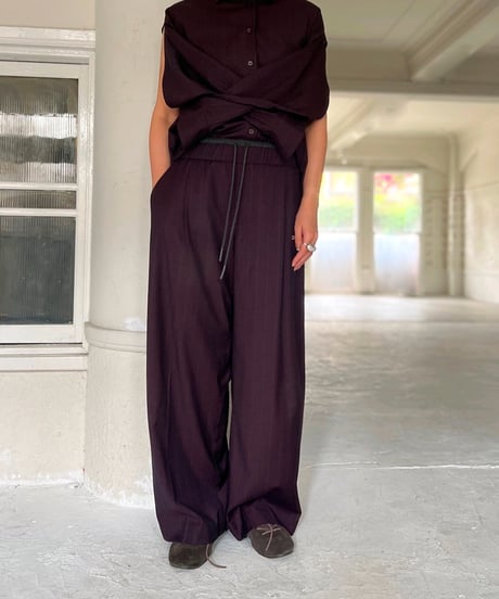 【PRIORITY 26AW】 P67056HW Wウエストストライプパンツ