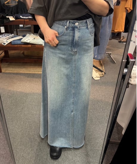 【cafune】 635637 8oz denim flare skirt