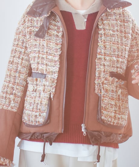 【Lallia Mu 26AW】2614172 ラメツイードパファーコート
