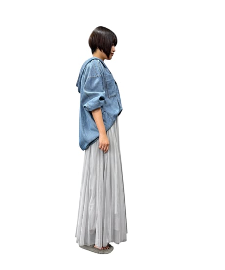 【ayane】  816302　シアーデニムフーディシャツ