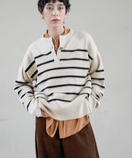 29【Lallia Mu 26AW】 2613413 ボーダープルオーバーニット