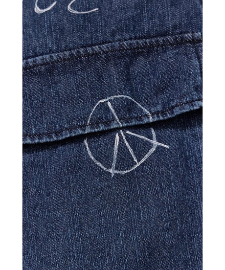 【FREERAGE】 226AS105 "10oz DENIM" CPOシャツ -Hand Paint-／ALL WE NEED IS PEACE