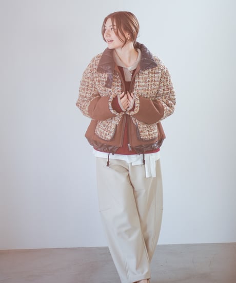 【Lallia Mu 26AW】2614172 ラメツイードパファーコート
