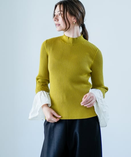 【Lallia Mu 26AW】2614434 デタッチカフリブニット