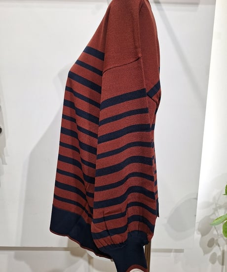 【FONTANA】  537910 バックスリットボーダーニットプルオーバー