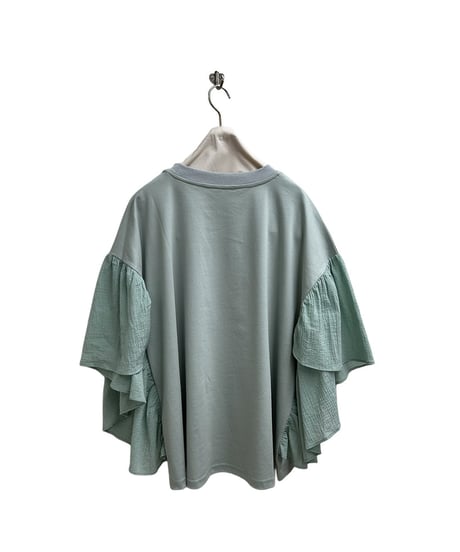 全国送料185円【ayane】  826516 ひらひらスリーブロゴTシャツ
