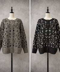 【siro de la bonte 26AW】R643112 whip yarn   leopard 2way cardigan
