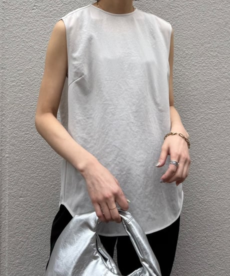 【cafune】525906 mat stretch georgette tuck blouse
