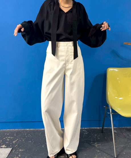 【cafune】615905 sheer tencel bowtie blouse