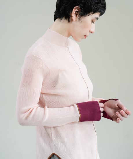 【Lallia Mu 26AW】  2613411 バイカラープリーツシアーニット