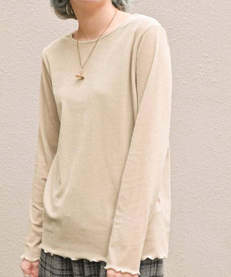 【trois】T246-82068 ストレッチベロア ラウンドネックトップス