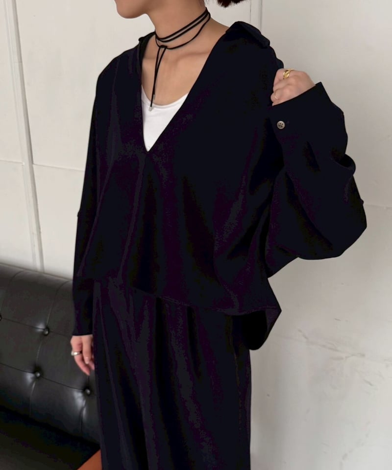 cafune】535961 stretch georgette skipper pullov