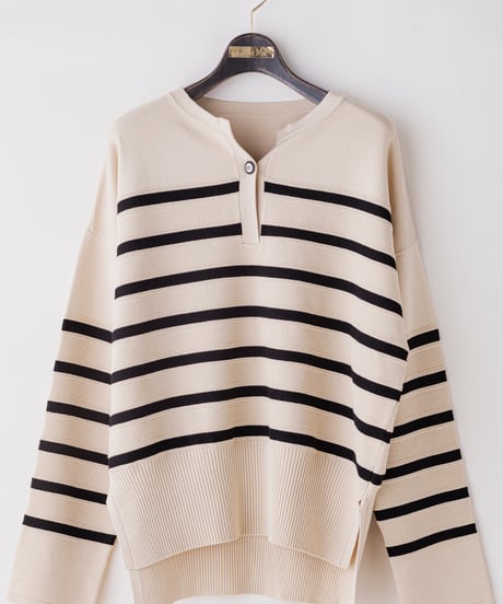 29【Lallia Mu 26AW】 2613413 ボーダープルオーバーニット