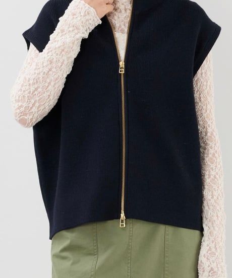 【MICA&DEAL】0125308248 ジップアップ畦ニットベスト