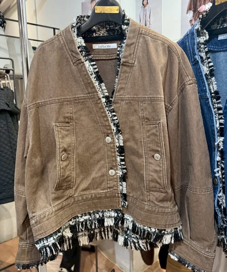 【Lallia Mu 26AW】 2613283 ツイードドッキングデニムジャケット