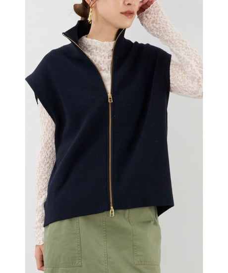 【MICA&DEAL】0125308248 ジップアップ畦ニットベスト
