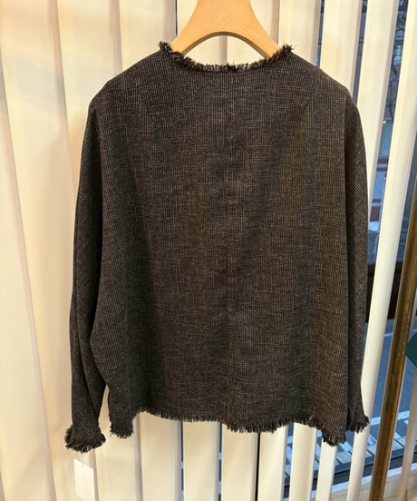 【cafune】615401 mesh tweed no collar jacket