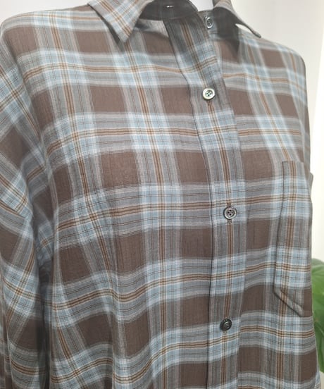 【cafune】625923 washer voile check shirt