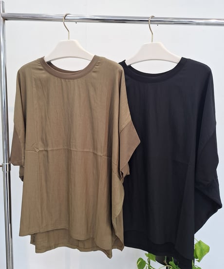 【RILATO 】  R25319 オーバーサイズ布帛Tシャツ