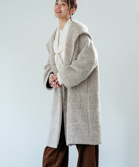 【Lallia Mu 26AW】2614171 ビッグカラーチェックコート