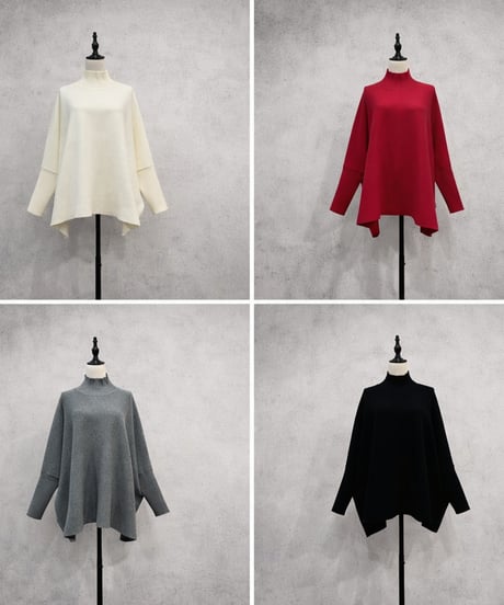 【siro de la bonte 26AW】R643108 32/2COTTON plating nylon  bottleneck poncho pullover