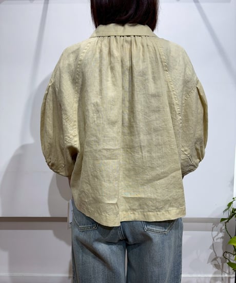 【cafune】625906　French linen form sleeve pullover