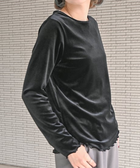 【trois】T246-82068 ストレッチベロア ラウンドネックトップス