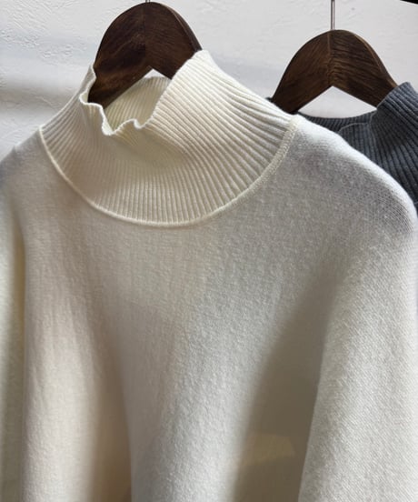【siro de la bonte 26AW】R643108 32/2COTTON plating nylon  bottleneck poncho pullover