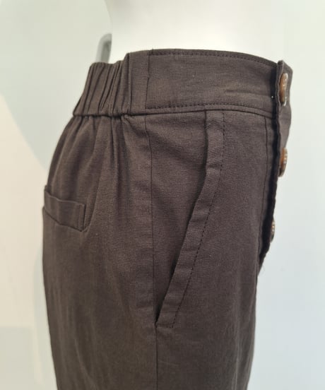 【passione】526611 麻混コットンレーヨンストレッチワイドパンツ