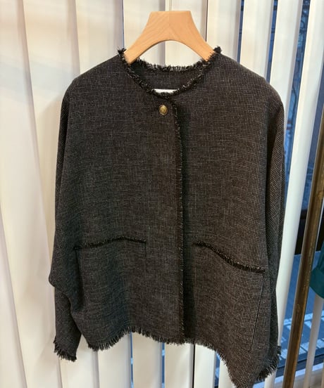【cafune】615401 mesh tweed no collar jacket
