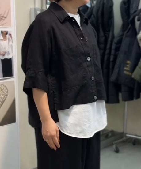 【cafune】525908 French linen short shirt　フレンチリネンショートシャツ