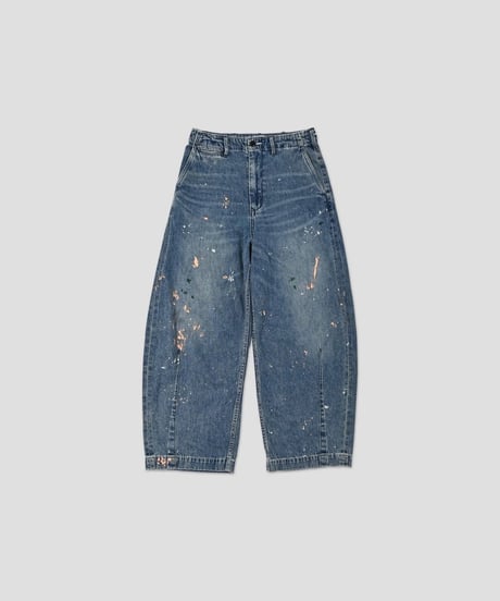 【KHA:KI】 MIL26HPT3251 (INDIGO) PAINT OVAL WIDE TROUSERS