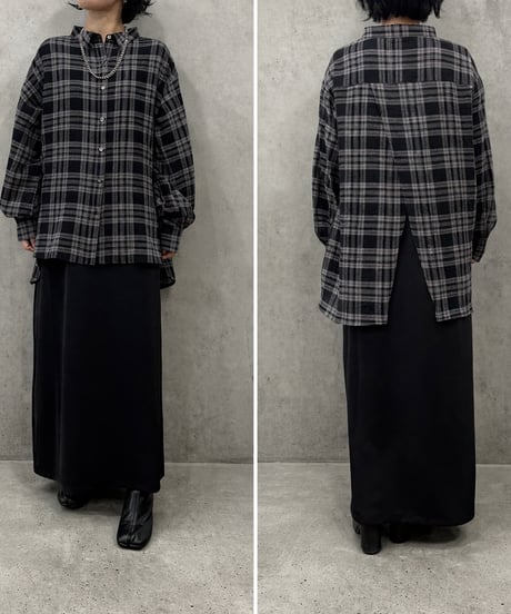 【siro de la bonte 26AW】R643316 crinkle check back slit shirt