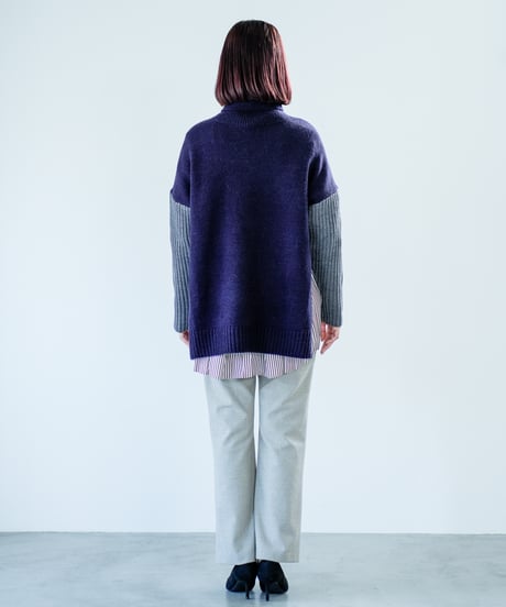 【Lallia Mu 26AW】2614432 ブロックカラー2WAYニット