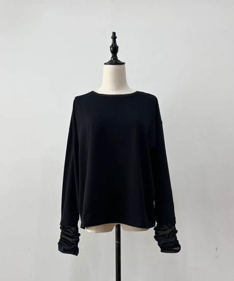 【siro de la bonte 26AW】R643206　30/-highgage cotton×georgette　docking L/S Tshirt