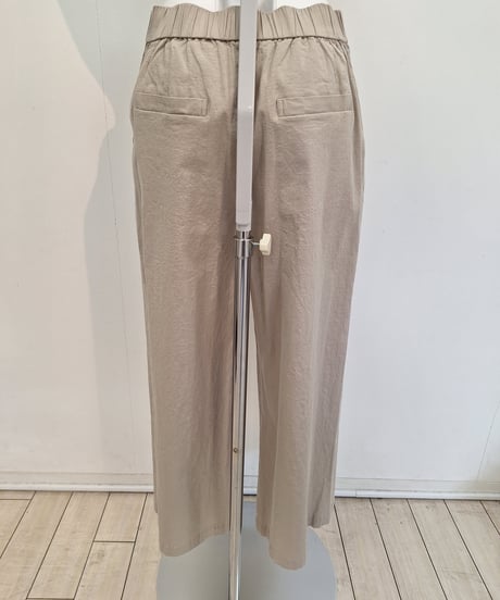 【passione】526611 麻混コットンレーヨンストレッチワイドパンツ
